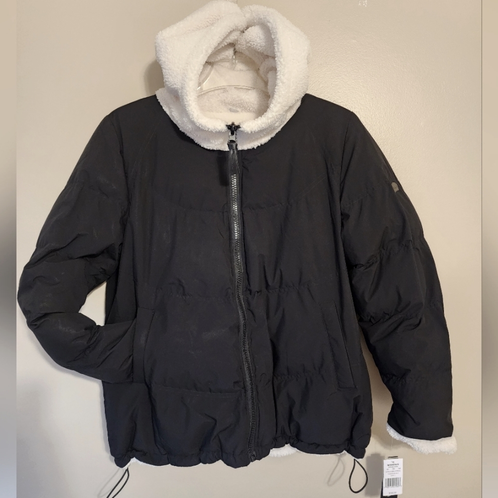 Koolaburra By Ugg Hooded Sherpa Reversible Coat Size Large